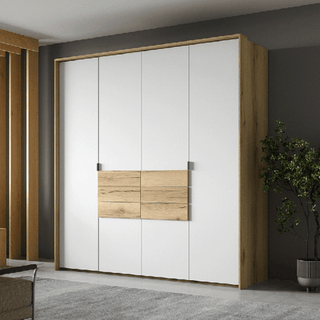 CAVELLO 2 Door Wardrobe with 2 Drawers Oak with White - 208cm