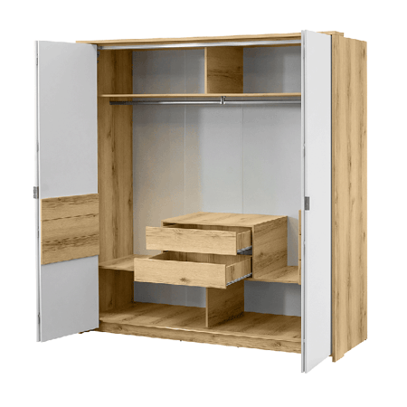 CAVELLO 2 Door Wardrobe with 2 Drawers Oak with White - 208cm – product image 3