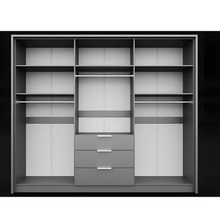 Stafford 6-door graphite wardrobe interior with shelves, hanging rails and drawers