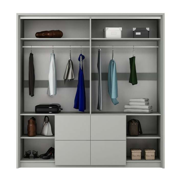 NORVYN 2 Door Mirrored Wardrobe with 4 Drawers White - 208cm – product image 3