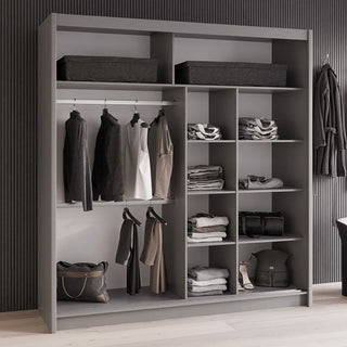 2 door graphite sliding wardrobe 203cm with mirrored panels