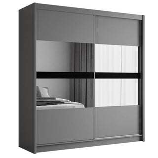 Graphite grey 2-door sliding wardrobe with mirrored panels