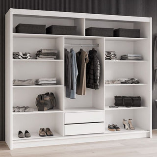 Sliding Wardrobe - TRAFFORD 3 Door Mirrored Wardrobe White 250cm