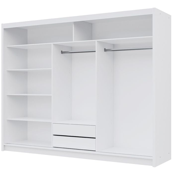 Trafford 250cm 3-Door Mirrored Sliding Wardrobe – White – product image 11
