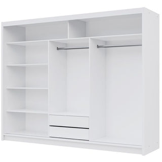 Sliding Wardrobe - TRAFFORD 3 Door Mirrored Wardrobe White 250cm