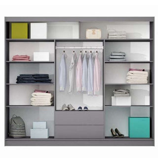 Sliding Wardrobe - TRAFFORD 3 Door Mirrored Wardrobe White 250cm