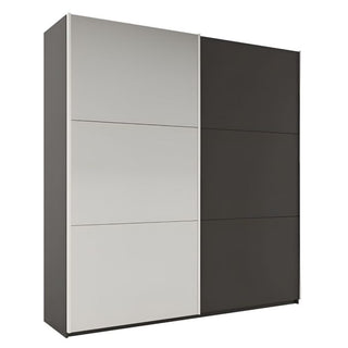 CHOICEWARDROBE graphite and white 2 door sliding wardrobe with mirrored panels