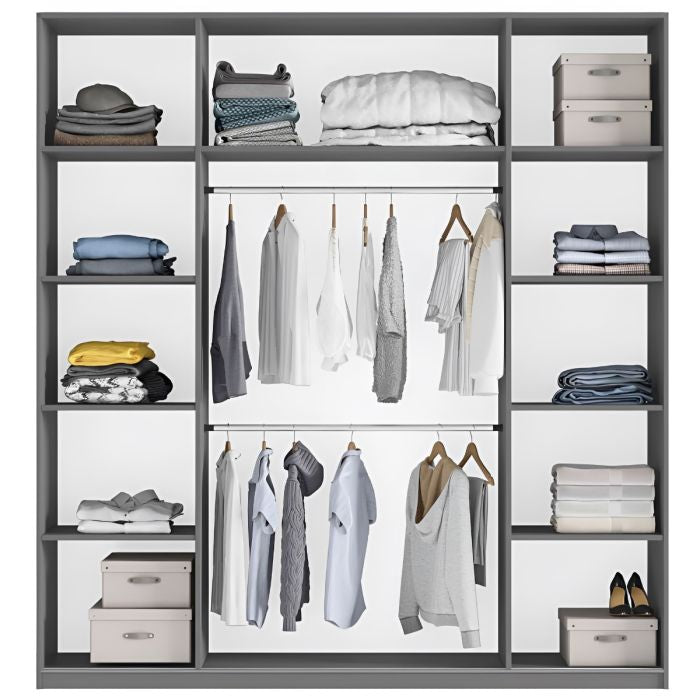 Winfair 225cm 2-Door Mirrored Sliding Wardrobe – Graphite – product image 3