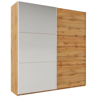 WINFAIR 2-door sliding wardrobe with mirrored and Oak Wotan effect panels