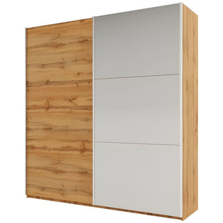 CHOICEWARDROBE WINFAIR 2-door sliding wardrobe with oak wotan effect and mirrored doors.