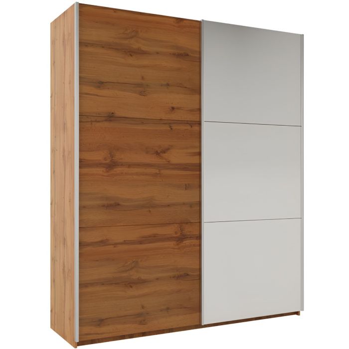 WINFAIR 2 door sliding wardrobe in Oak Wotan with mirrored panels