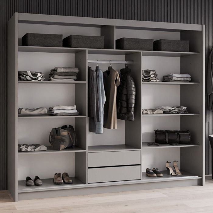 Aurora 250cm 3-Door Mirrored Sliding Wardrobe – Grey – product image 5