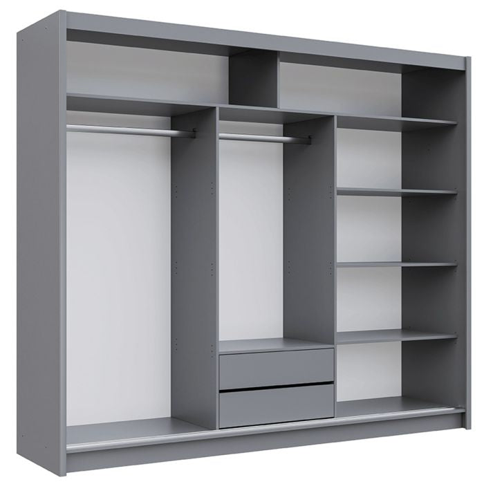 Aurora 250cm 3-Door Mirrored Sliding Wardrobe – Grey – product image 8