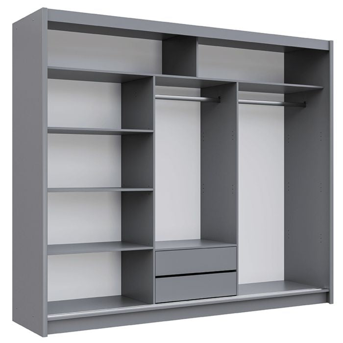 Aurora 250cm 3-Door Mirrored Sliding Wardrobe – Grey – product image 9