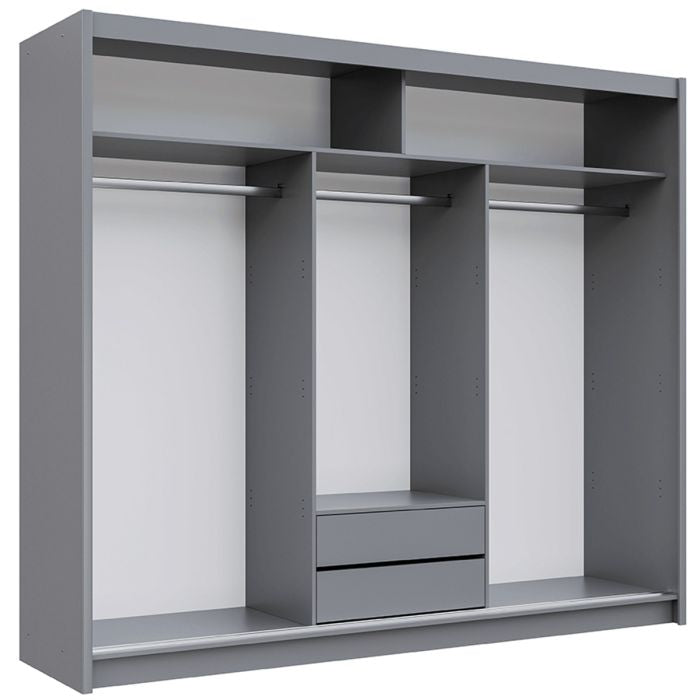 Aurora 250cm 3-Door Mirrored Sliding Wardrobe – Grey – product image 10
