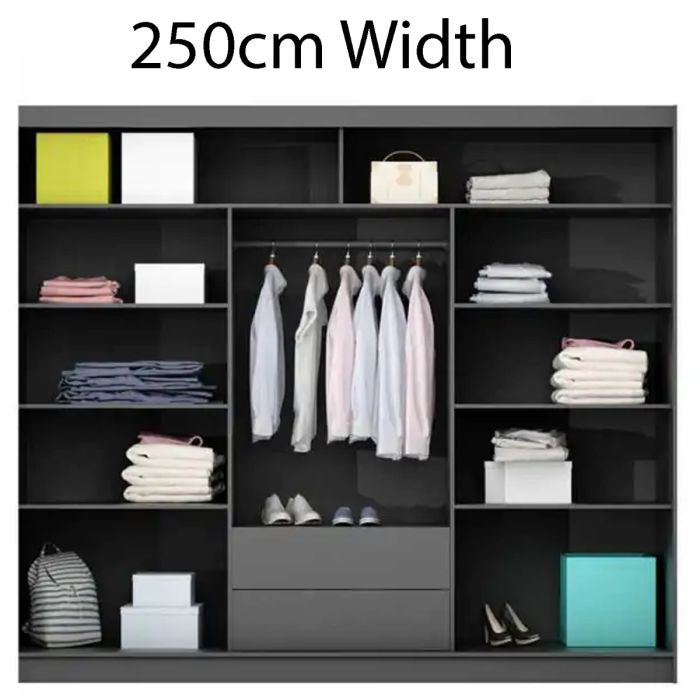 Aurora 250cm 3-Door Mirrored Sliding Wardrobe – Grey – product image 11