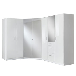 Corner Wardrobe - CALLISTO 2 Door Mirrored Wardrobe White 95cm