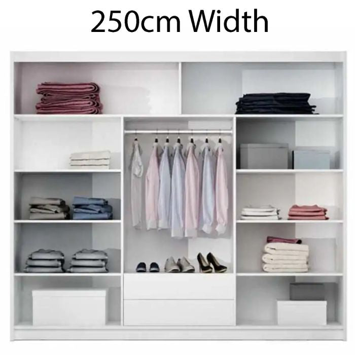 Aurora 250cm 3-Door Mirrored Sliding Wardrobe – Grey – product image 12