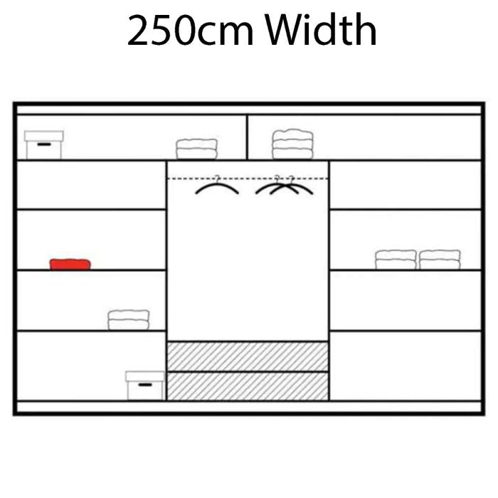 Aurora 250cm 3-Door Mirrored Sliding Wardrobe – Grey – product image 16