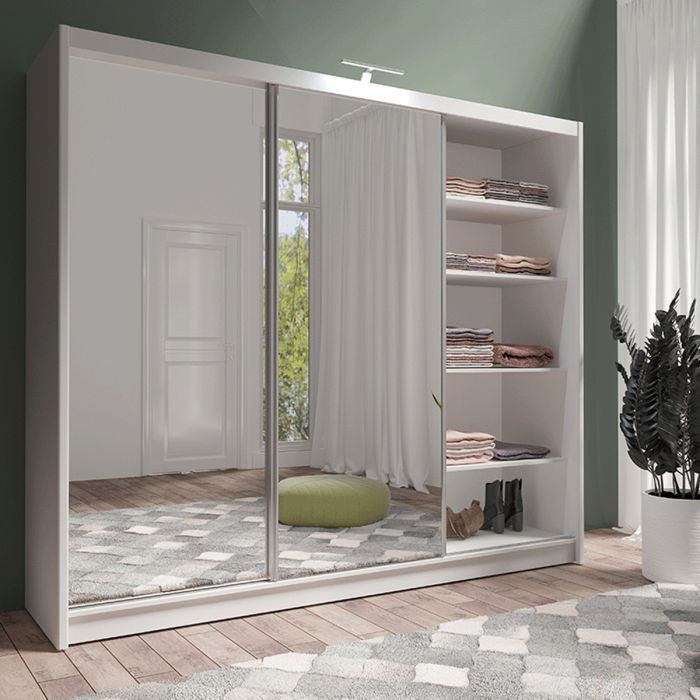 CHOICEWARDROBE 3-door white sliding wardrobe with full mirrored doors