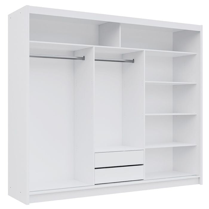 Aurora 250cm 3-Door Mirrored Sliding Wardrobe – White – product image 11
