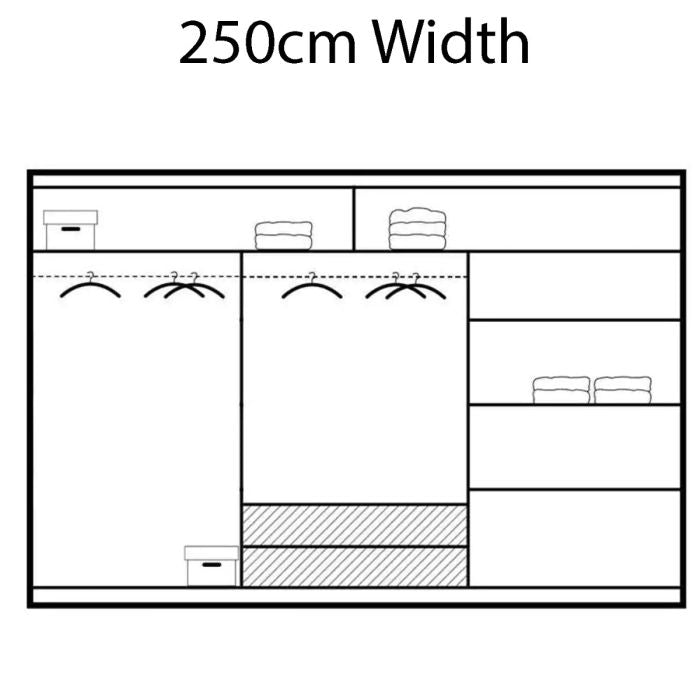 Aurora 250cm 3-Door Mirrored Sliding Wardrobe – White – product image 17