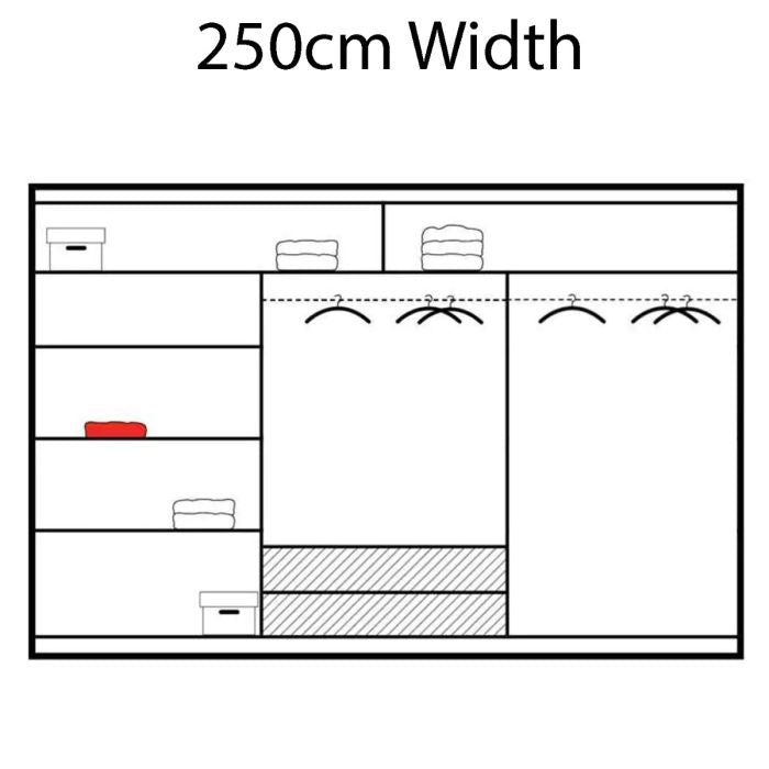 Aurora 250cm 3-Door Mirrored Sliding Wardrobe – White – product image 18