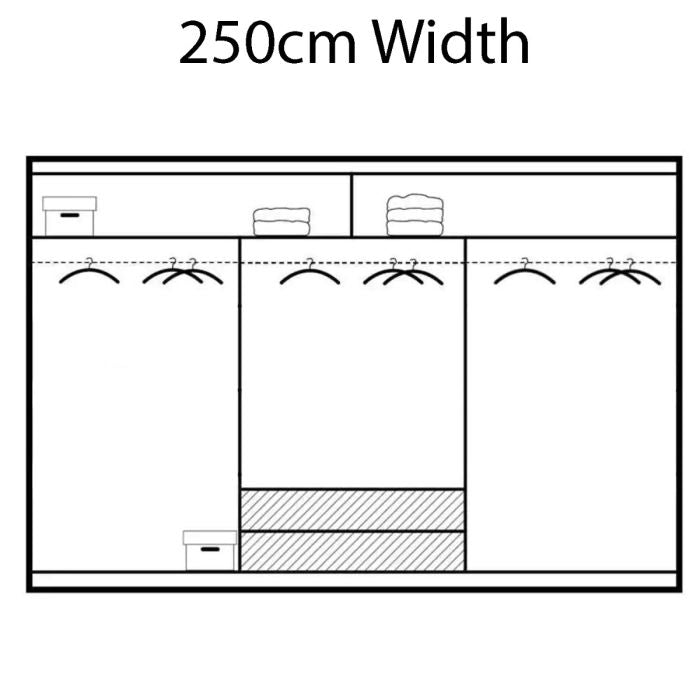 Aurora 250cm 3-Door Mirrored Sliding Wardrobe – White – product image 19