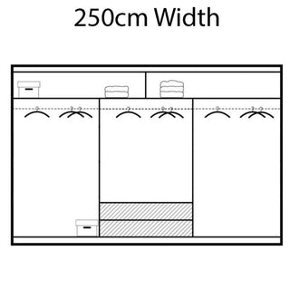Sliding Wardrobe - AURORA 3 Door Full Mirrored Wardrobe White - 250cm