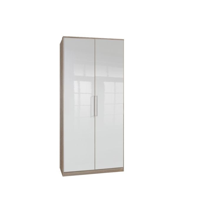 CHOICEWARDROBE GEMA 2-door wardrobe in oak and white gloss with long handles