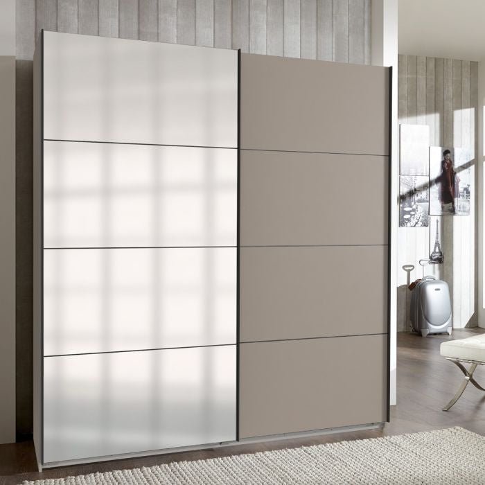 CHOICEWARDROBE ANVAST 2-door sliding wardrobe in grey with mirror doors