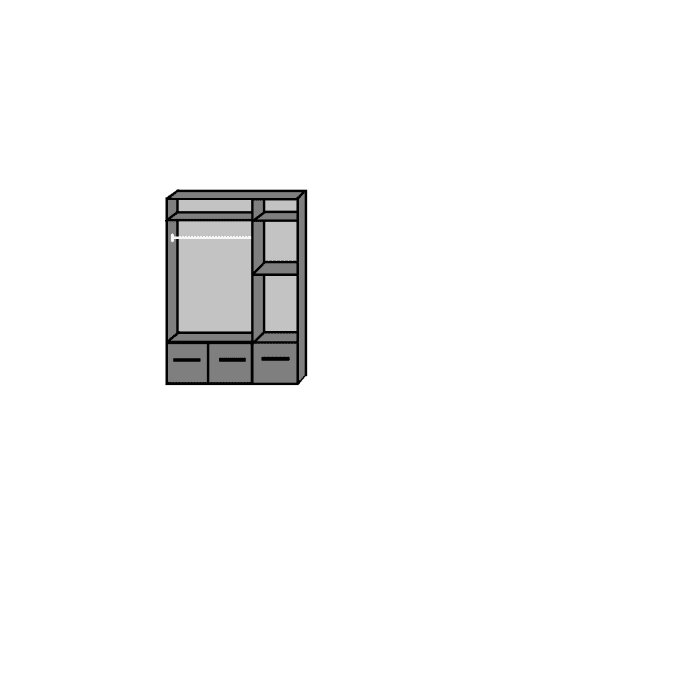 INAGU 3 Door 3 Drawer Mirrored Wardrobe in White