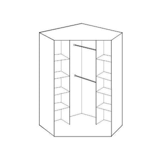 CHOICEWARDROBE Inagu Corner Wardrobe 95cm Sliding Door Wardrobe – White Finish, 2-Door, Mirrored Centre Doors