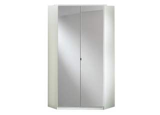 CHOICEWARDROBE Inagu Corner Wardrobe 95cm Sliding Door Wardrobe – White Finish, 2-Door, Mirrored Centre Doors