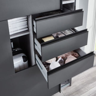 CHOICEWARDROBE Sogo 270cm Sliding Door Wardrobe – Matte Black Finish, 3 Door, Mirrored Center Panel