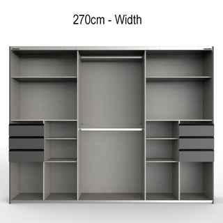 CHOICEWARDROBE Sogo 270cm Sliding Door Wardrobe – Matte Black Finish, 3 Door, Mirrored Center Panel