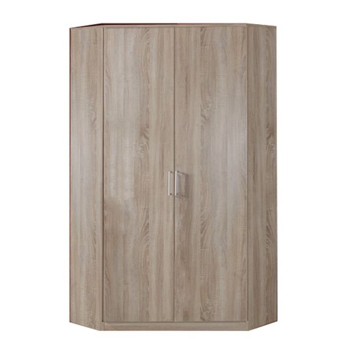 OKHRA 2-door corner wardrobe in light oak effect with central handles