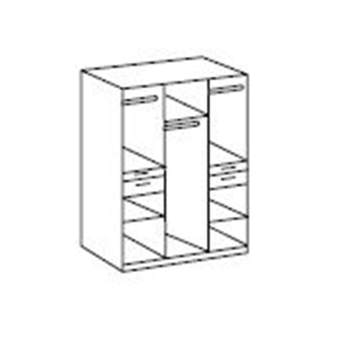 Line drawing of CHOICEWARDROBE 3 door wardrobe with mirrored centre door, oak finish.