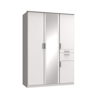 CHOICEWARDROBE KODERA 3 Door Wardrobe 135cm White Mirrored Centre Doors