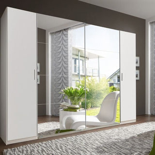 Lantau 316 cm Sliding Wardrobe – White Finish, 3-Door, Mirrored Front