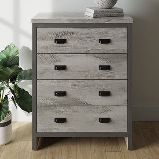 Balcombe Wooden Chest Of 4 Drawers In Grey