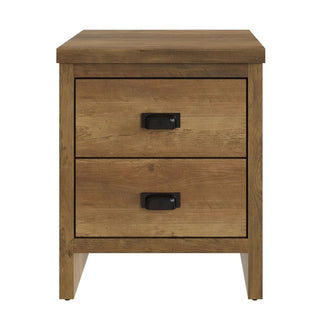 Balcombe Wooden Bedside Cabinet With 2 Drawers In Knotty Oak