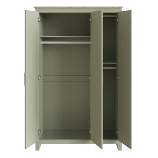 Loftus Wooden Furniture Set With 3 Doors Wardrobe In Sage Green Oak