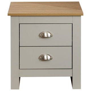 Loftus Wooden Bedside Cabinet With 2 Drawers In Grey And Oak