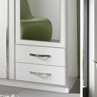 CHOICEWARDROBE Liora 2 Door Wardrobe | 90 cm High Gloss White | Single Mirror Door & Storage Drawers