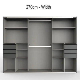 CHOICEWARDROBE Ernesto 3 Door Sliding Wardrobe | Matt Graphite & Black Glass Finish | Contemporary Bedroom Storage 270cm