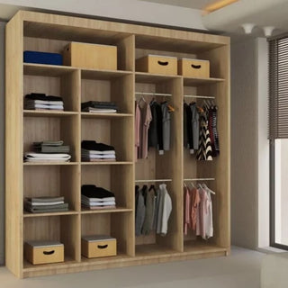 Sliding Wardrobe - LISBANE 2 Door Mirrored Wardrobe Oak - 203cm