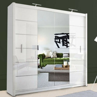 CHOICEWARDROBE LISBANE Sliding Door Wardrobe 2 Door 120cm White Full Length Mirror