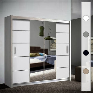CHOICEWARDROBE LISBANE Sliding Door Wardrobe 2 Door 120cm White Full Length Mirror