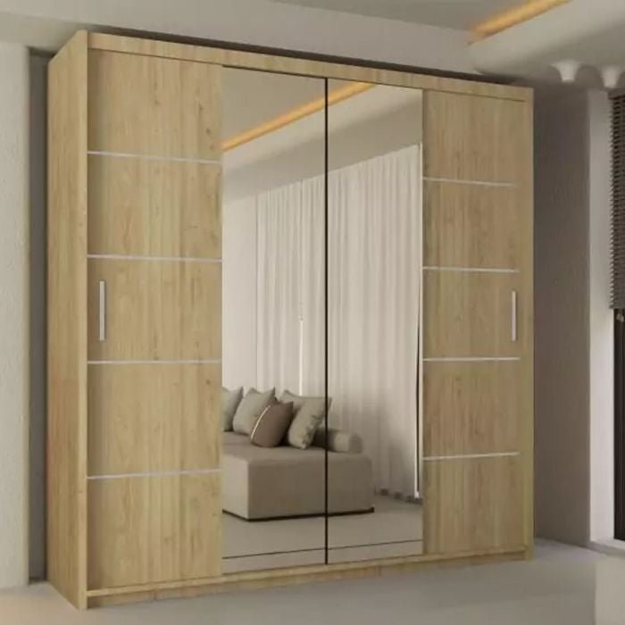 CHOICEWARDROBE Lisbane 120cm oak sliding door wardrobe with one full-length mirror